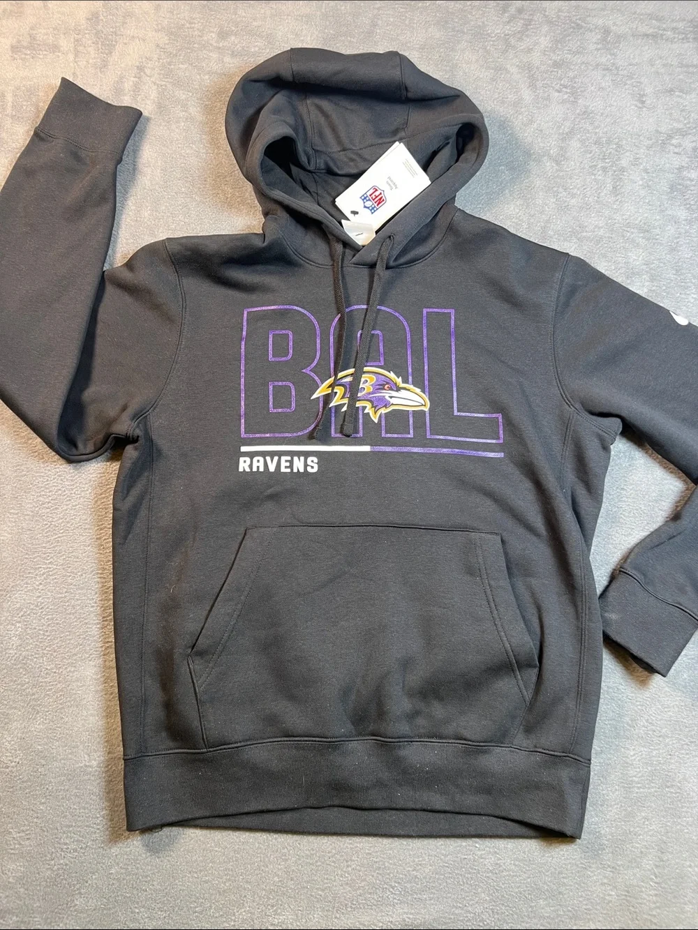 Nike Black Baltimore Ravens Hoodie with Purple & Gold Logo